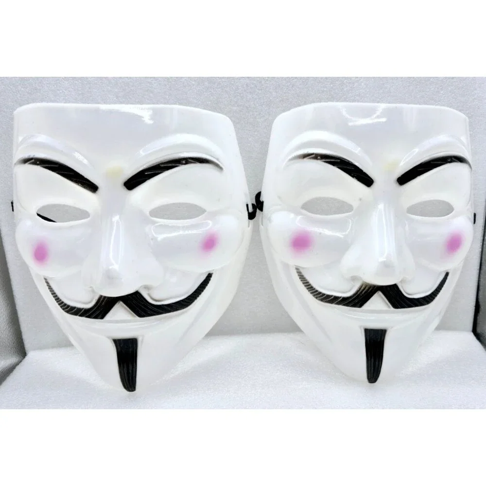 Two Guy Fawkes Masks - Adult Size - With Strap